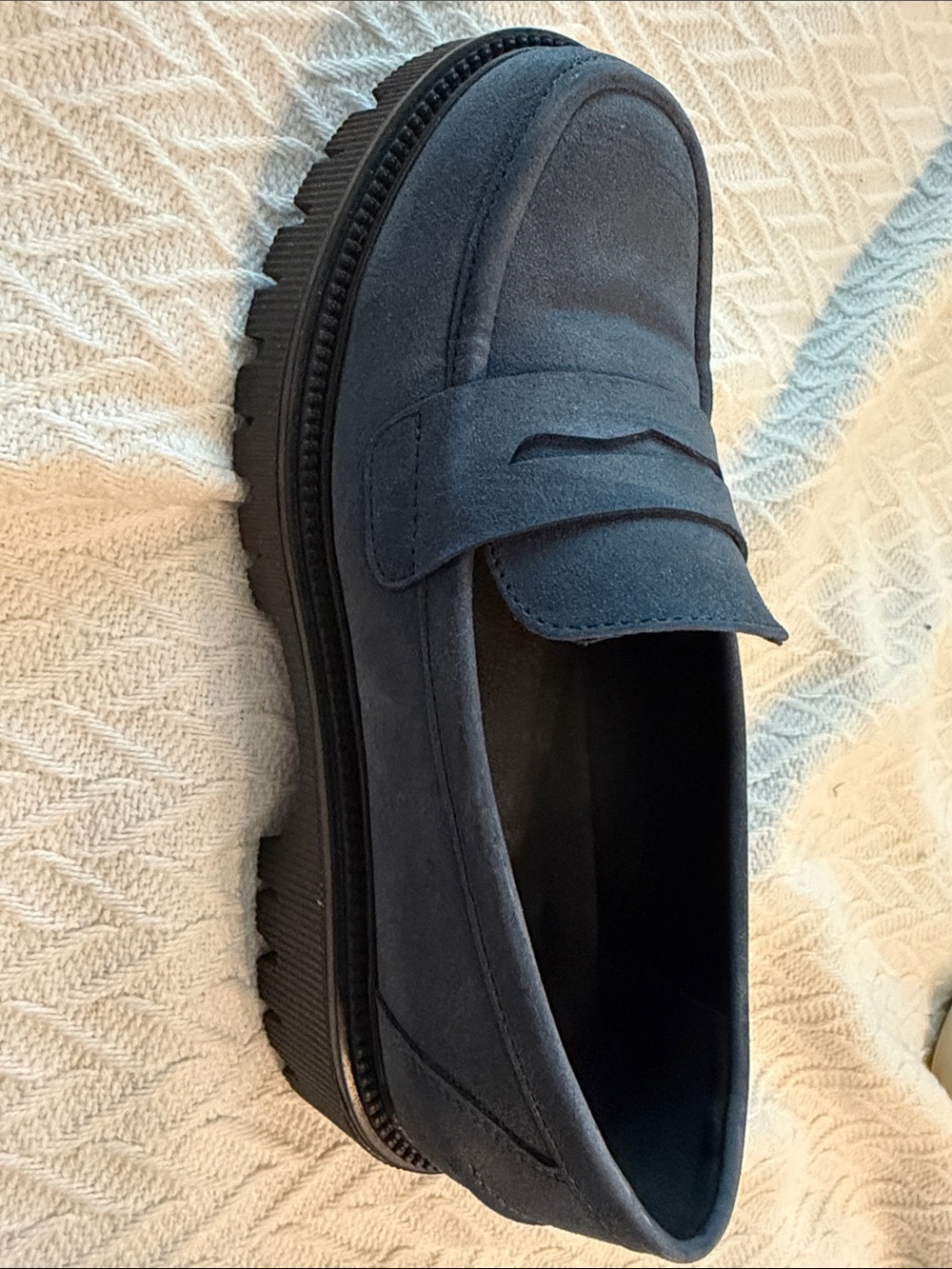 Suede Penny Loafers for Women in Dark Blue